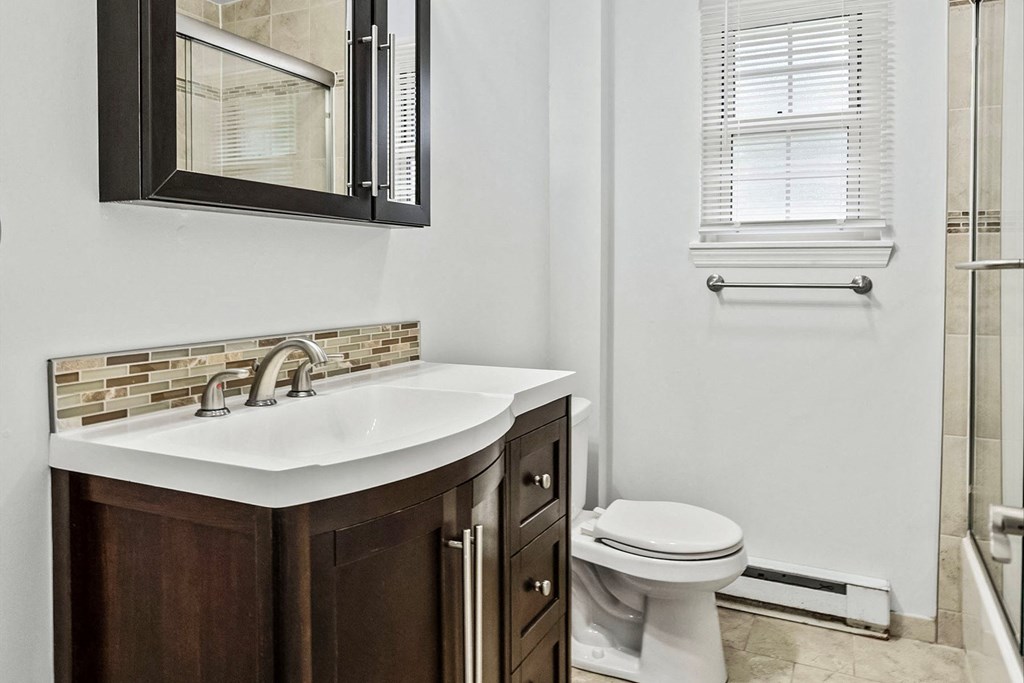 a bathroom with a sink and a toilet and a shower