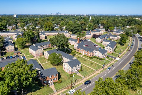 an aerial view of a group of houses in a neighborhood