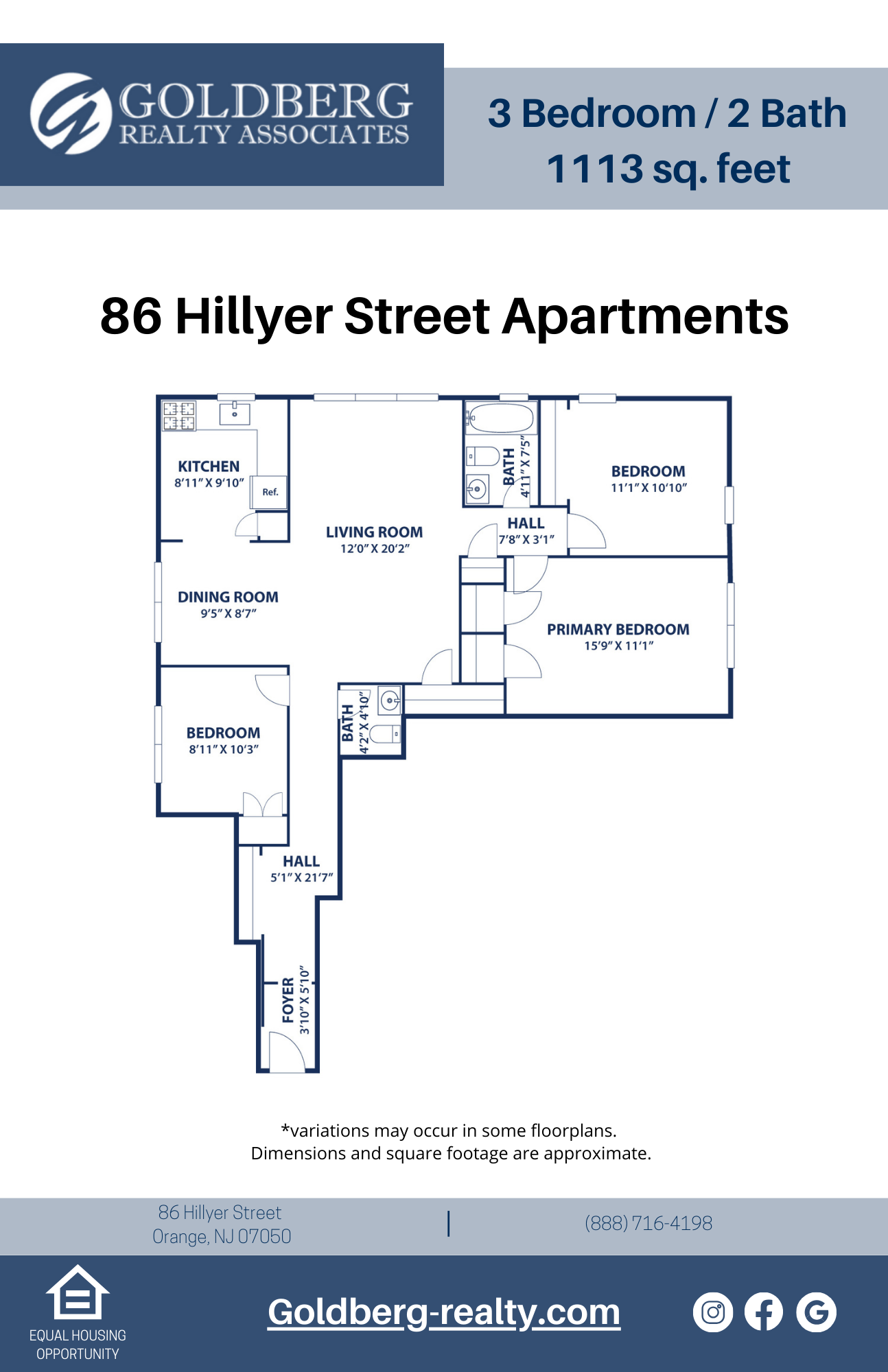 Three Bedroom 1.5 Bath