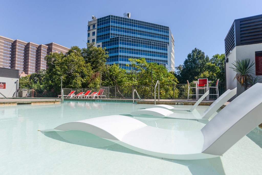 sparkling pool in apartments near red river district