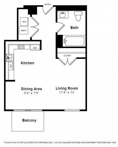 Dakota Floorplan at The Manhattan Tower and Lofts