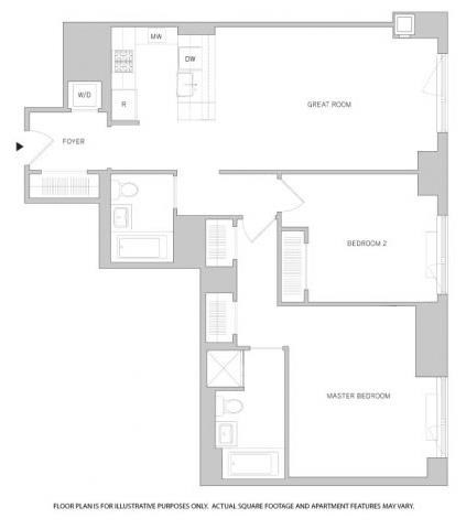2Br 2Bth 1 Floorplan at The Aldyn