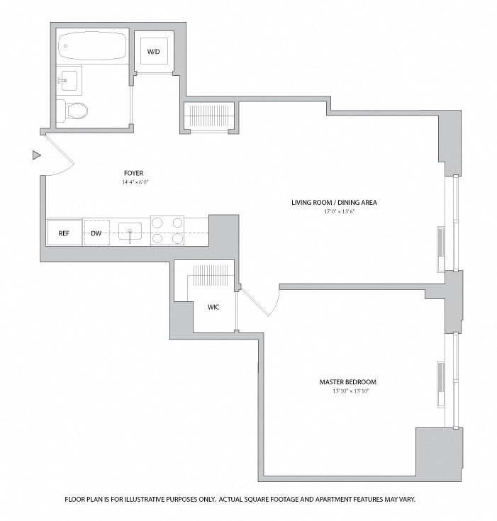 1BR 1Bth - 2 Floorplan at The Ashley