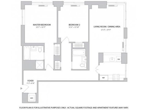 2BR 2Bth - 1 Floorplan at The Ashley
