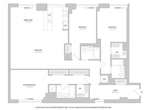 3BR 3Bth - 3 Floorplan at The Ashley