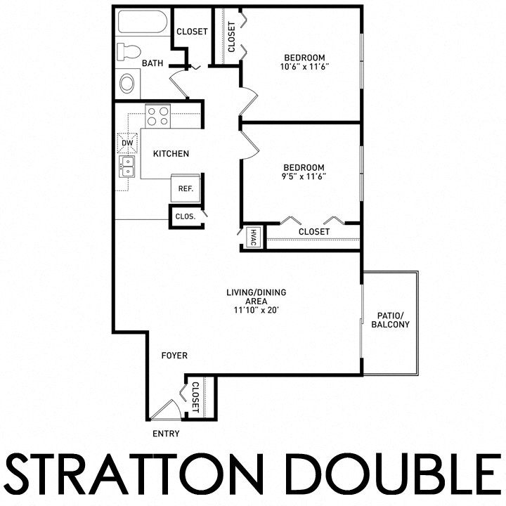2 bedroom apartment floor plan at Alpine Slopes Apartments