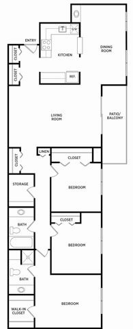 3 Bedroom 2 Bath Deluxe Floor Plan 9