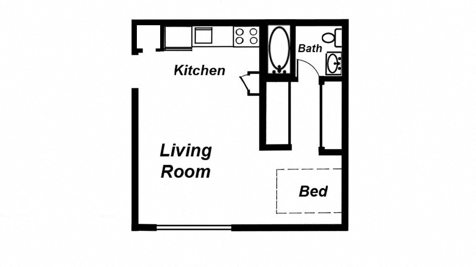 Studio apartment floor plans in East Lansing, MI near Michigan State University | The Lodges