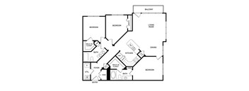 3 bedroom floor plan Vista at the Heights Eastwood Apartments