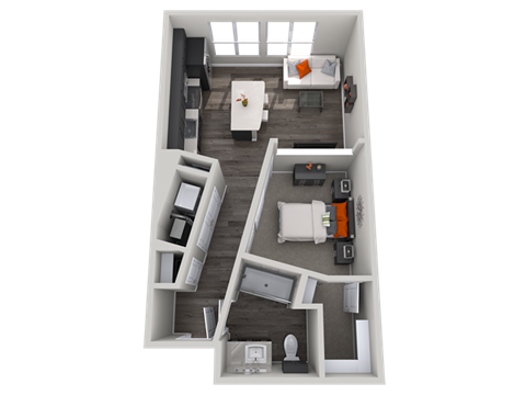1 bedroom floor plan Vista at the Heights Eastwood Apartments