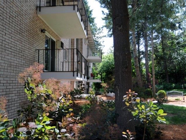 a house with a balcony and a tree in the yard
