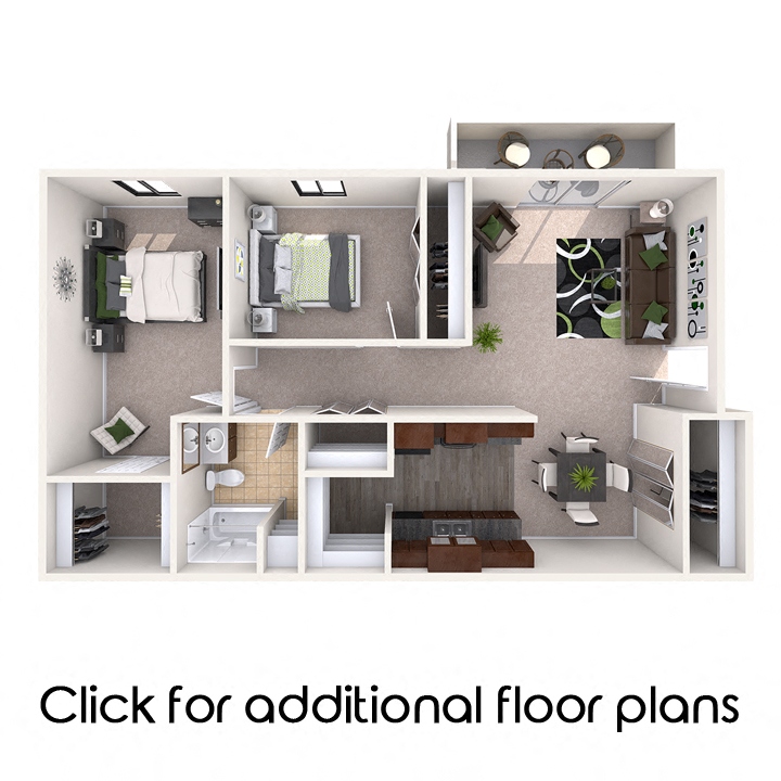 2 bedroom apartment floor plans in East Lansing, MI near Michigan State University | Burnt Tree