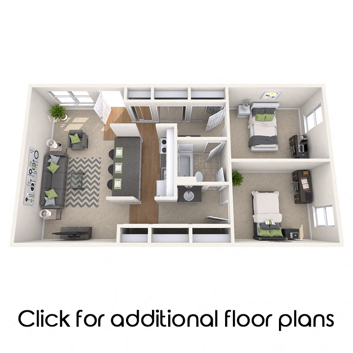 2 bedroom apartment floor plans in East Lansing, MI near Michigan State University | Campus Hill