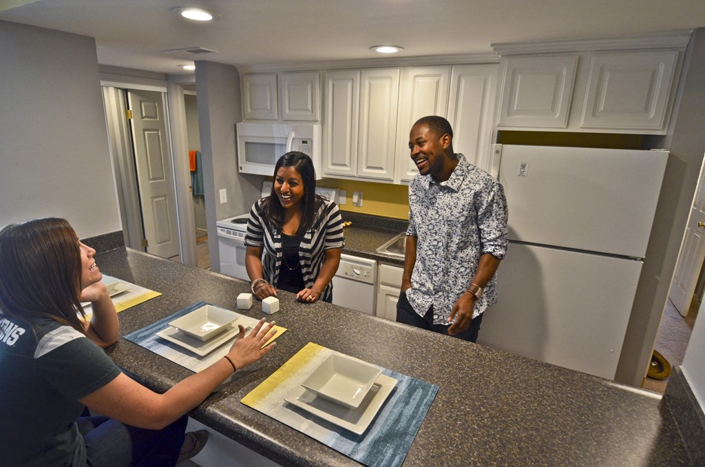 Spacious Kitchen and Living room in East Lansing Apartments near Michigan State University | Campus Hill