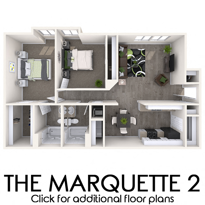 2 bedroom apartment floor plans in East Lansing, MI near Michigan State University | Carriage Hill East