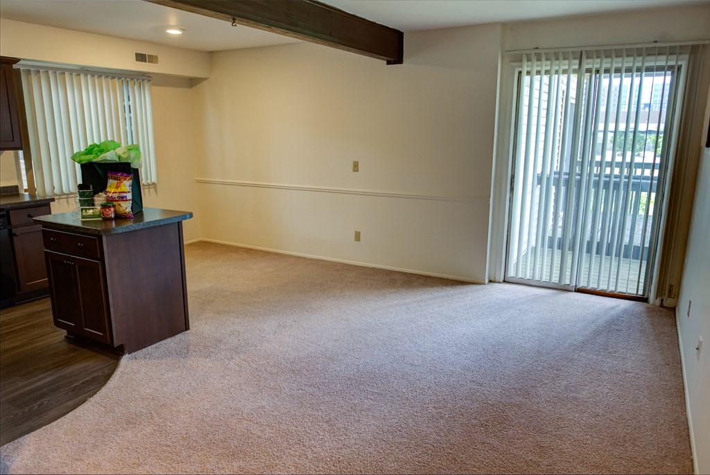 Spacious Kitchen and Living room in East Lansing Apartments near Michigan State University | Courtyard Flatlets