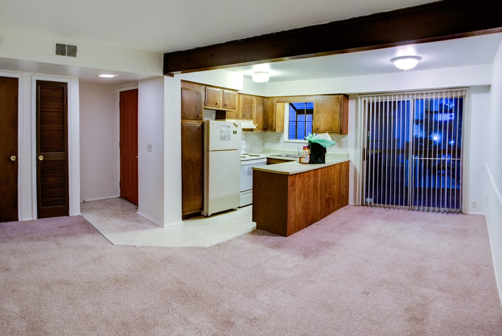 Spacious Kitchen and Living room in East Lansing Apartments near Michigan State University | Courtyard Flatlets