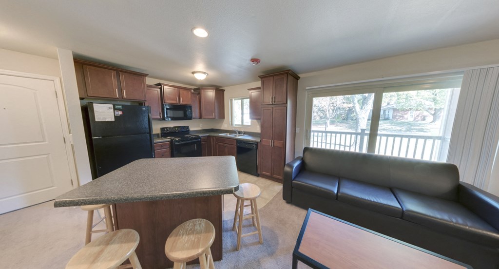 Spacious Kitchen and Living room in East Lansing Apartments near Michigan State University | Old Canton