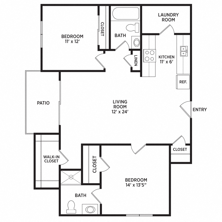2 bedroom apartment floor plans in East Lansing, MI near Michigan State University | Olde Farm