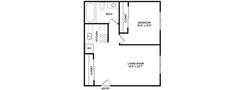 1 bedroom floor plan Stoneridge Apartments in East Lansing Michigan