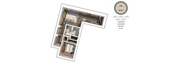 1 Bed 1 Bath Balcony