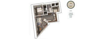 1 Bed 1 Bath Balcony