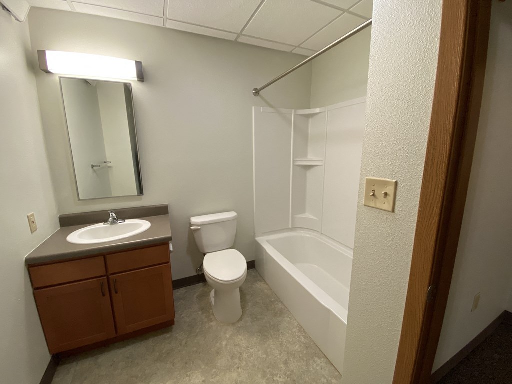 a bathroom with a sink toilet and bath tub