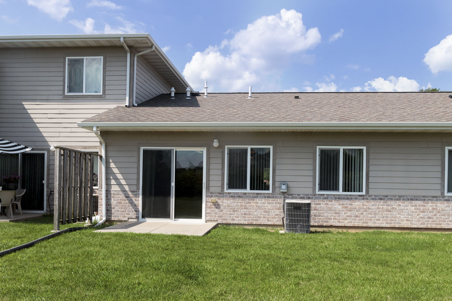 Apartments have their own private patios.