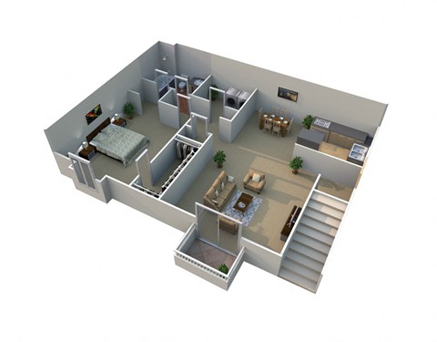 A 1 Bed 1 Bath Floorplan at Pilgrim Village - Canton, MI