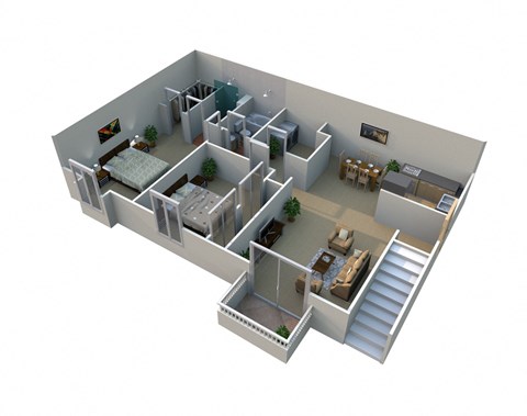 B 2 Bed 2 Bath Floorplan at Pilgrim Village - Canton, MI