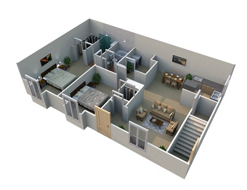D 2 Bed 2 Bath Floorplan at Pilgrim Village - Canton, MI