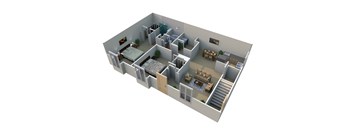 E 2 Bed 1 Bath Floorplan at Pilgrim Village - Canton, MI