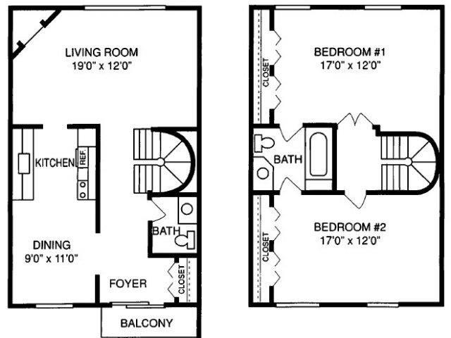 F 2 Bed 1.5 Bath Floorplan F 2 Bed 1.5 Bath Floorplan at Pilgrim Village - Canton, MI