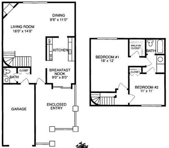 G 2 Bed 1.5 Bath Floorplan G 2 Bed 1.5 Bath Floorplan at Pilgrim Village - Canton, MI