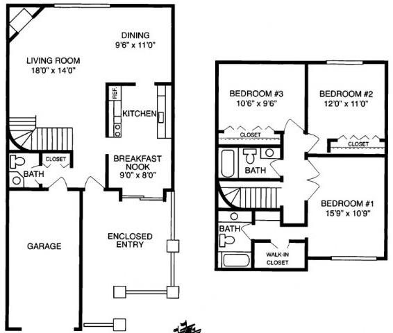I 3 Bed 2.5 Bath Floorplan I 3 Bed 2.5 Bath Floorplan at Pilgrim Village - Canton, MI