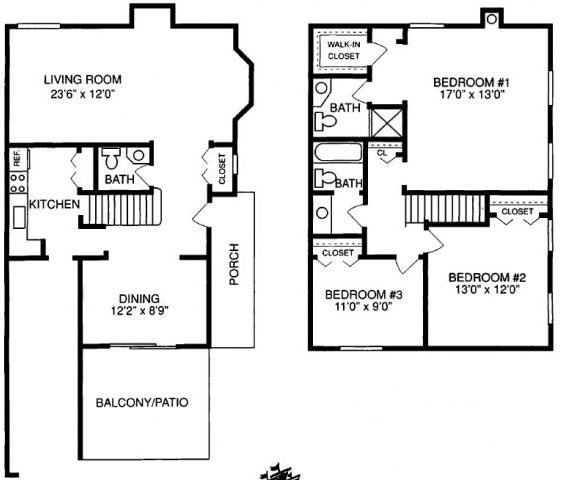 J 3 Bed 2.5 Bath Floorplan J 3 Bed 2.5 Bath Floorplan at Pilgrim Village - Canton, MI