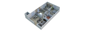 2 BEDROOM 2A10 - 2 Bedroom 1 Bathroom Floor Plan at Sterling Lake Apartments,13500 Northside Drive, Sterling Heights