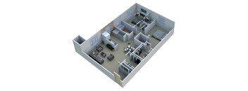 2 BEDROOM 2A11 - 2 Bedroom 1.5 Bathroom Floor Plan at Sterling Lake Apartments, 13500 Northside Drive, Sterling Heights MI 48312