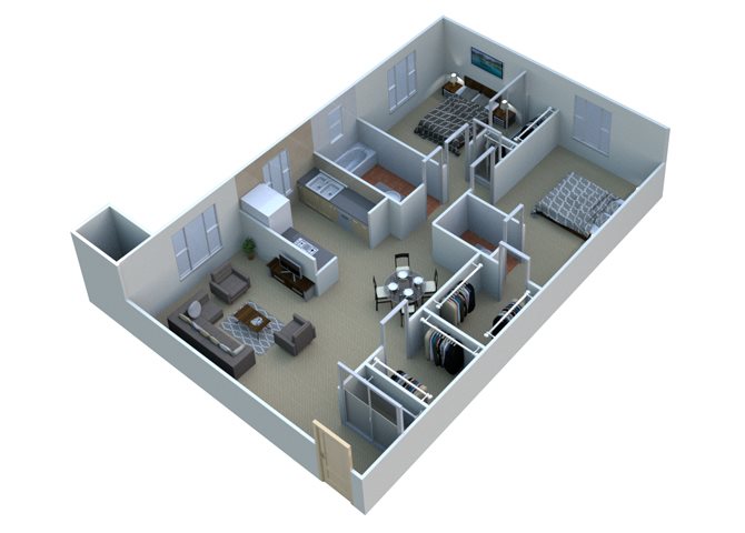 2 BEDROOM 2A11 - 2 Bedroom 1.5 Bathroom Floor Plan 2 BEDROOM 2A11 - 2 Bedroom 1.5 Bathroom Floor Plan at Sterling Lake Apartments, 13500 Northside Drive, Sterling Heights MI 48312