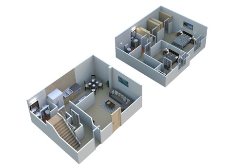 TOWNHOME 2 T11 -  2 Bedroom 1.5 Bathroom Floor Plan at Sterling Lake Apartments,48312, MI