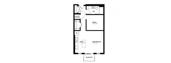 Divine Alcove Floor Plan (0 beds, 1 baths, 633 sq.ft, rent $1,419-$1,530/month)