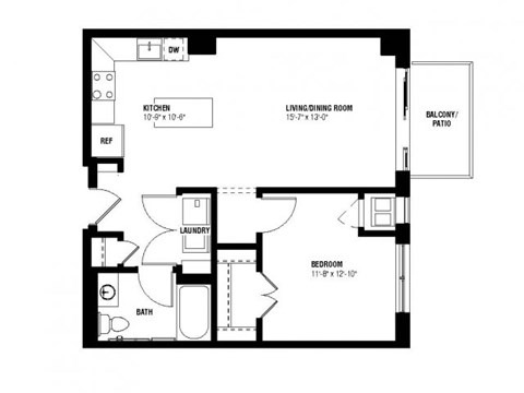 Echo Floor Plan (1 beds, 1 baths, 718 sq.ft, rent $1,615/month)