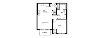 Gleam Floor Plan (1 beds, 1 baths, 660-691 sq.ft, rent $1,565-$1,625/month)