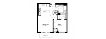 Harmony Floor Plan (1 beds, 1 baths, 703 sq.ft, rent $1,645-$1,675/month)