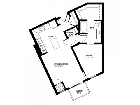 Julius Floor Plan (1 beds, 1 baths, 665-686 sq.ft, rent $1,530-$1,590/month)