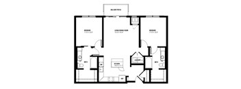 Lucent Floor Plan (2 beds, 2 baths, 1005-1044 sq.ft, rent $2,070-$2,110/month)