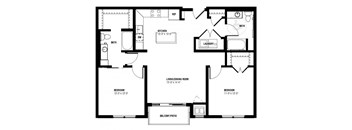 Neo Floor Plan (2 beds, 2 baths, 1056 sq.ft, rent $2,045/month)