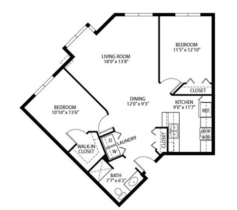 Heritage Place Apartments 55+ Community in Rogers, MN 2 Bedroom 1 Bathroom