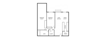 Lou Park Apartments in St. Louis Park, MN 2 Bedroom 1 Bathroom Floor Plan