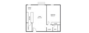 Lou Park Apartments in St. Louis Park, MN 1 Bedroom 1 Bathroom Floor Plan